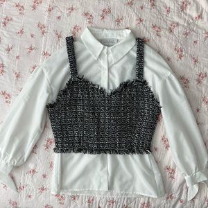 Mare Mare x Anthropologie Layered Vest & Buttondown in black/white